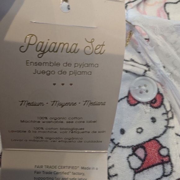 Pottery Barn Teen Women's Hello Kitty Organic Flannel Pajama Set Sz Medium - Picture 13 of 17